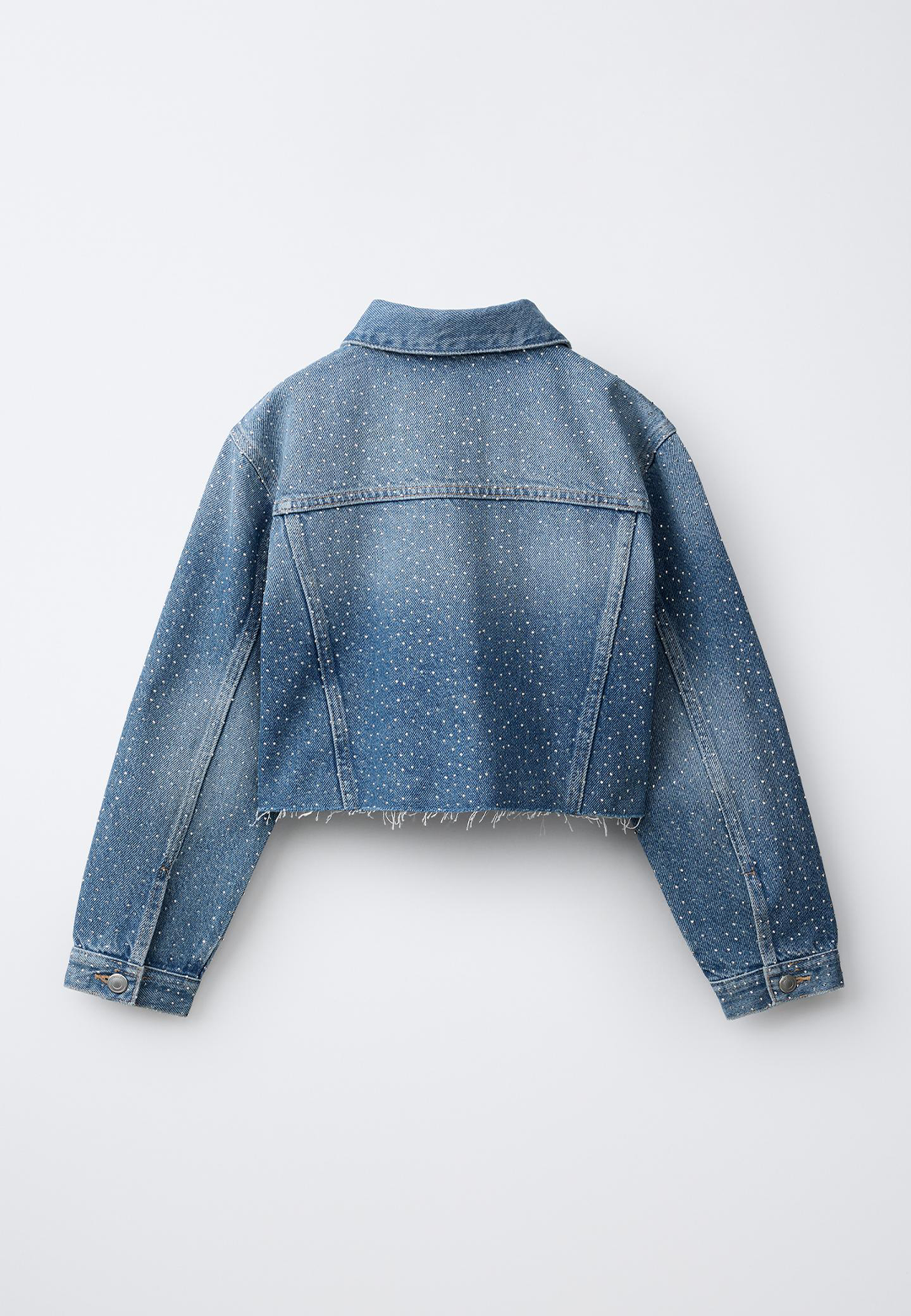 Shiny Studs Denim Jacket – Mid Blue