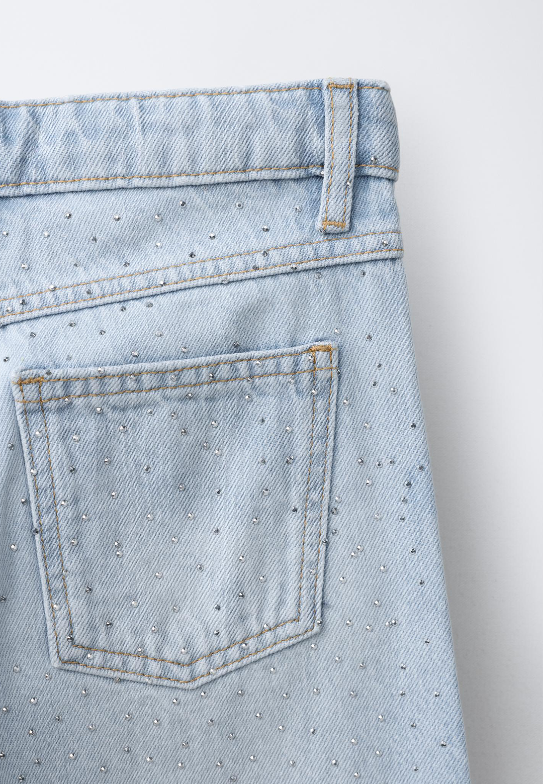 Shiny Studs Denim Jeans – Faded Light Blue