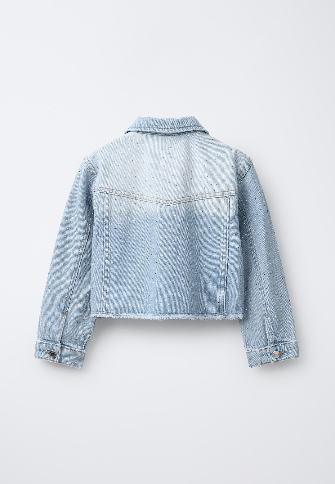 Shiny Studs Denim Jacket – Faded Light Blue