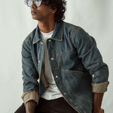 90'S Inspired Denim Jacket - Dark Green Over Dye