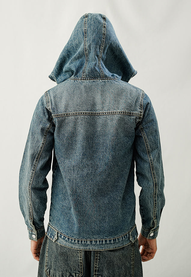 Denim Hooded Jacket - Smoky Blue