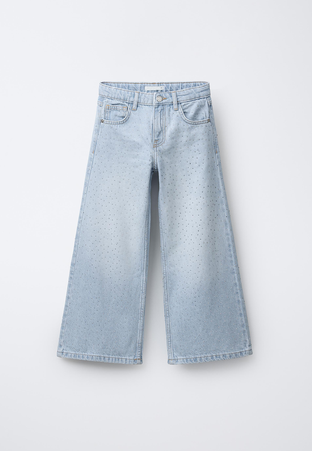 Shiny Studs Denim Jeans – Faded Light Blue