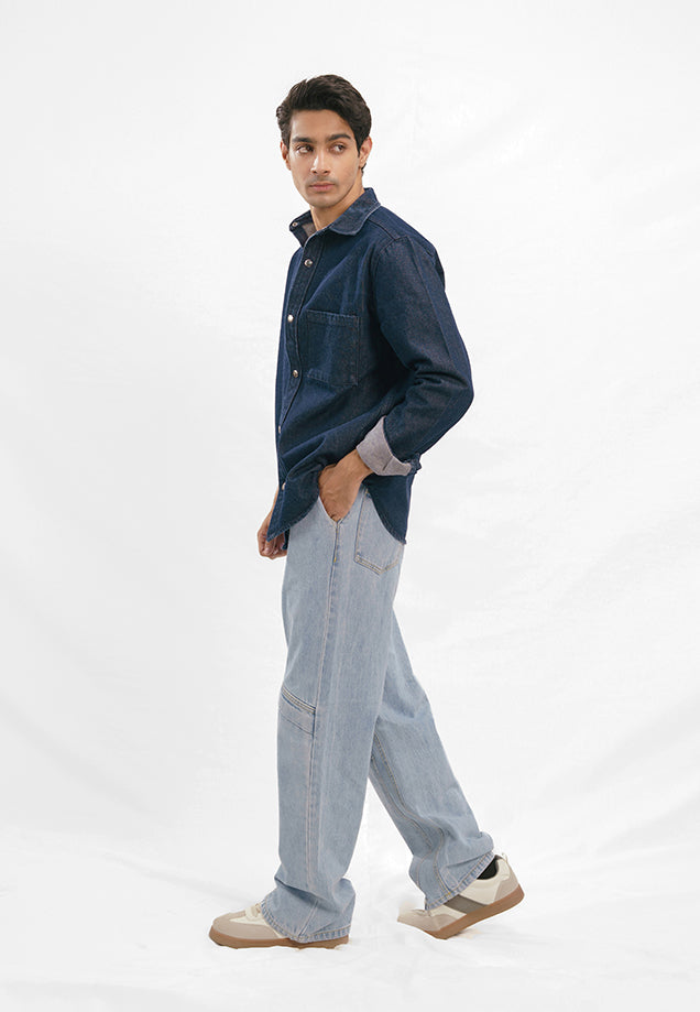 Loose Fit Baggy Trouser - Light Blue