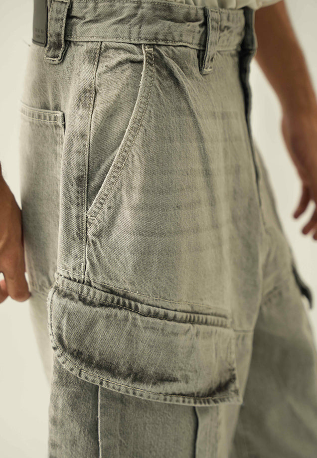 Loose Fit Baggy Cargo Trouser - Grey