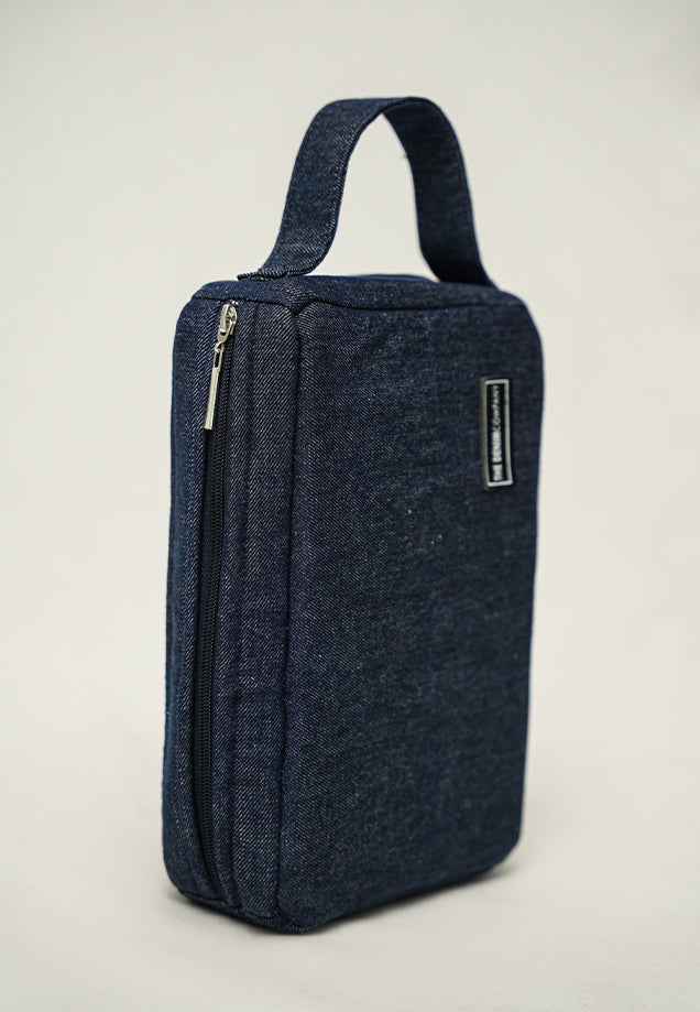 Denim Travel Accessory Pouch - Blue