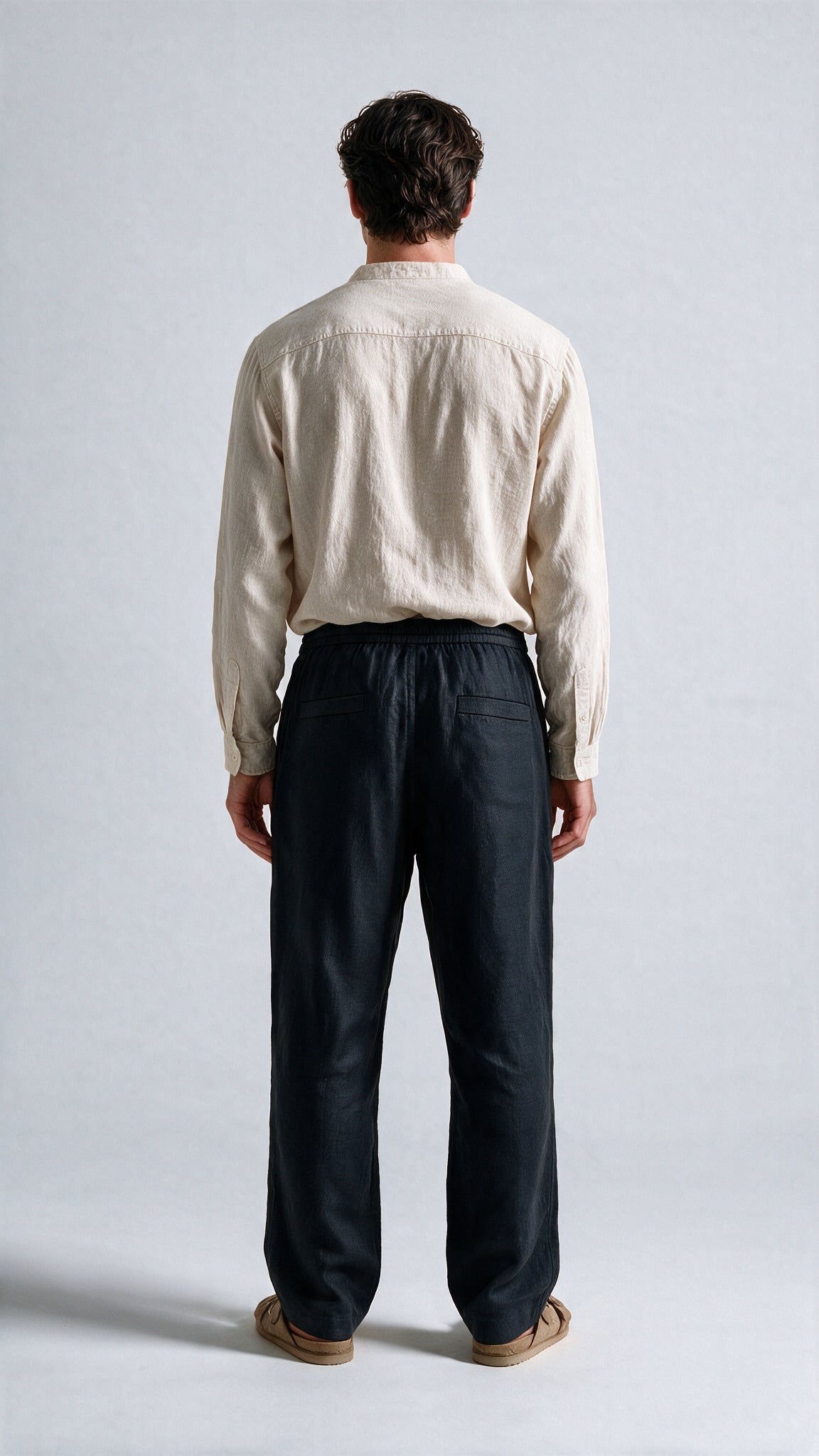 Fluid Linen Casual Pants - Black