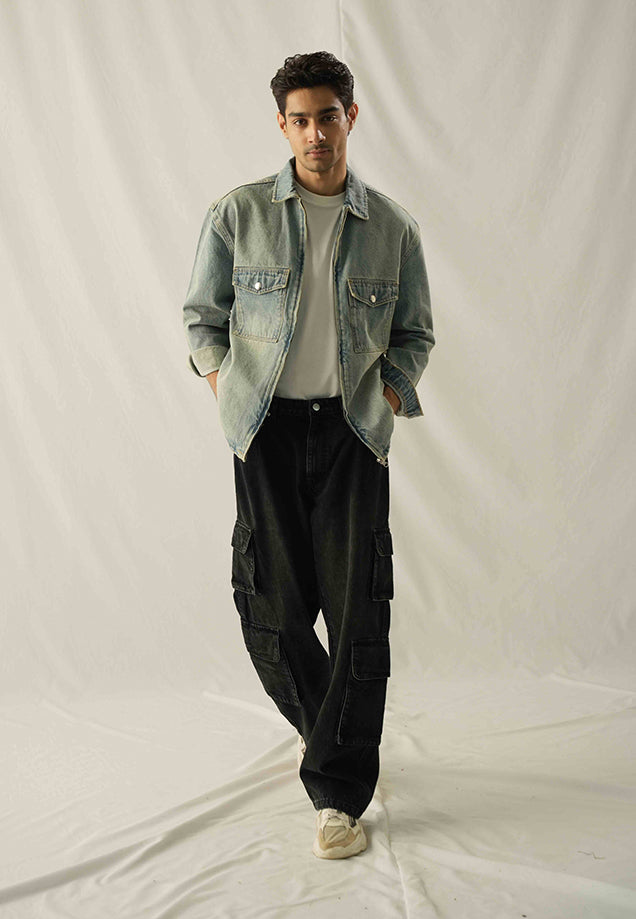 Relax Fit Zip Up Over Shirt - Tint Over Dyed