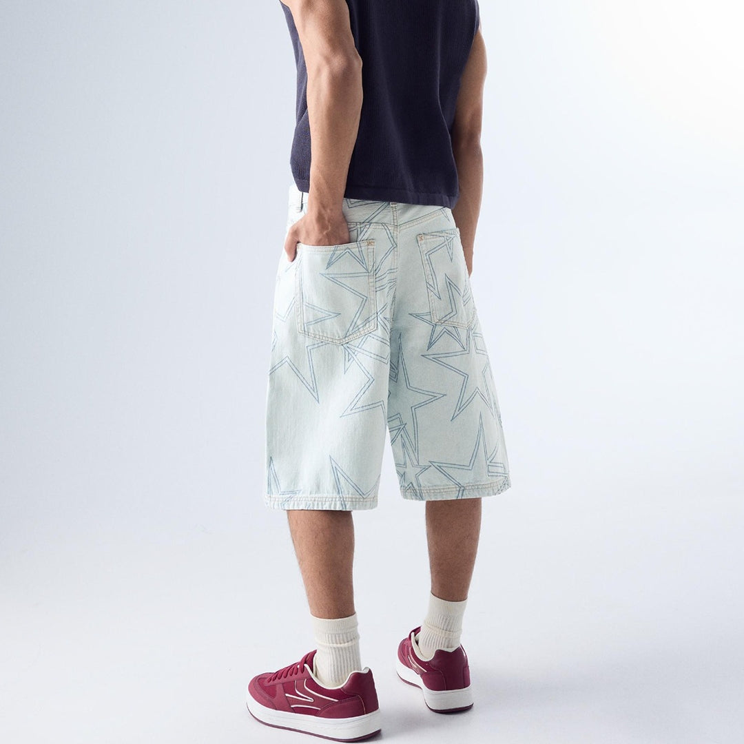 Over Sized Star Denim Shorts