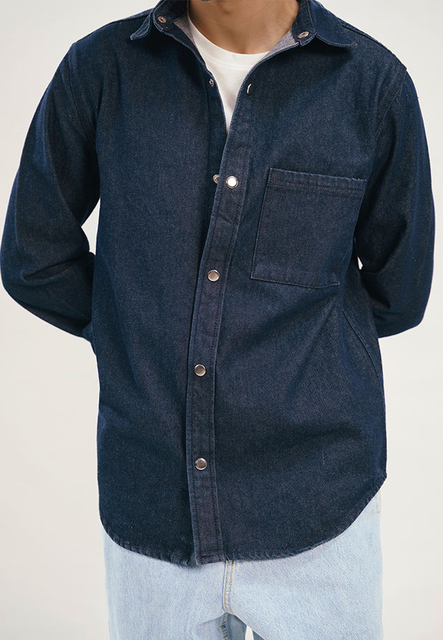 Relaxed Fit Denim Shirt - Raw Denim Blue