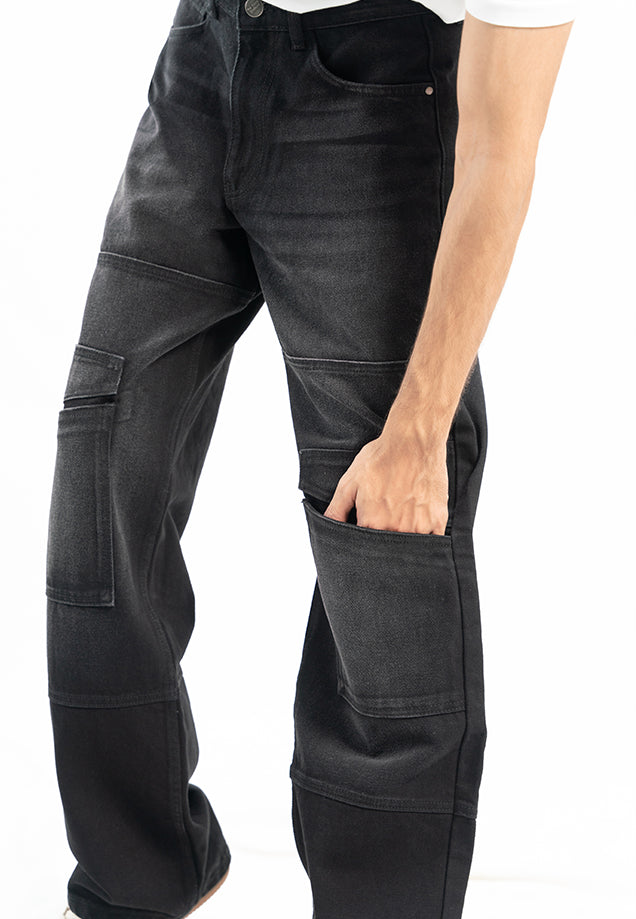 Technical Wide Leg Jeans - Black