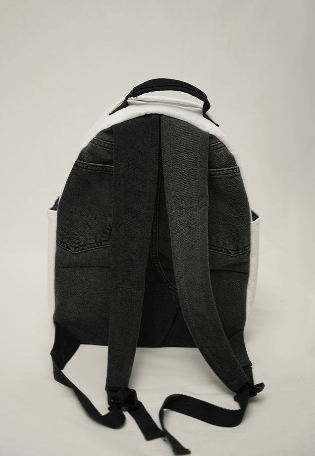 Double Zip Backpack - Black & White