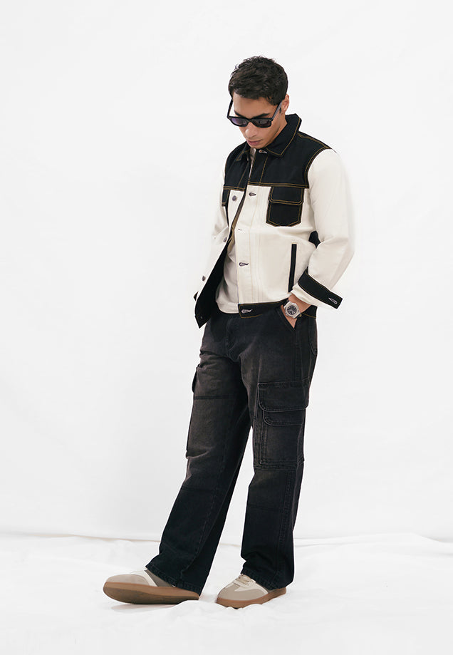 Technical Contrast Jacket - Black & White