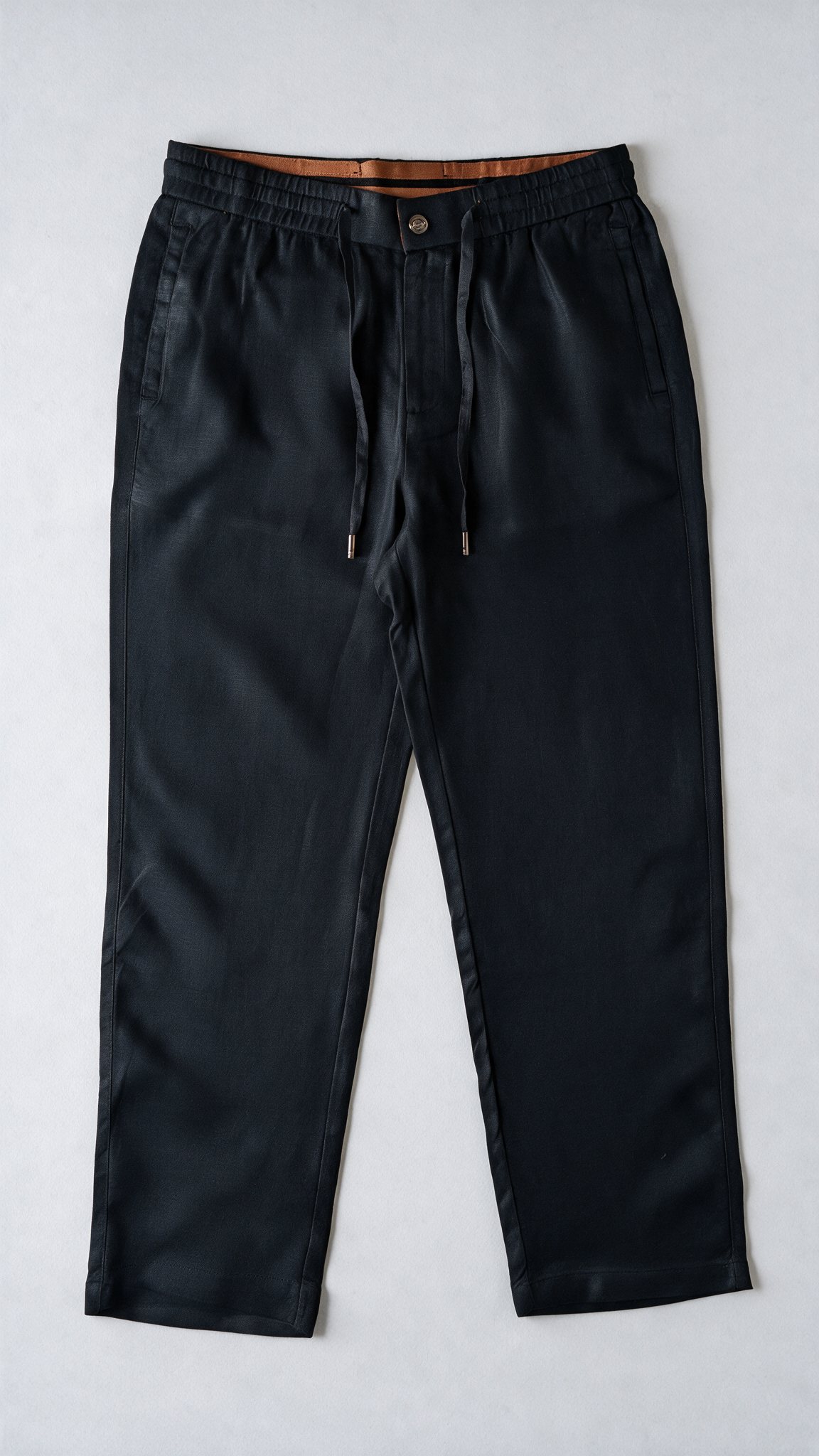 Fluid Linen Casual Pants - Black