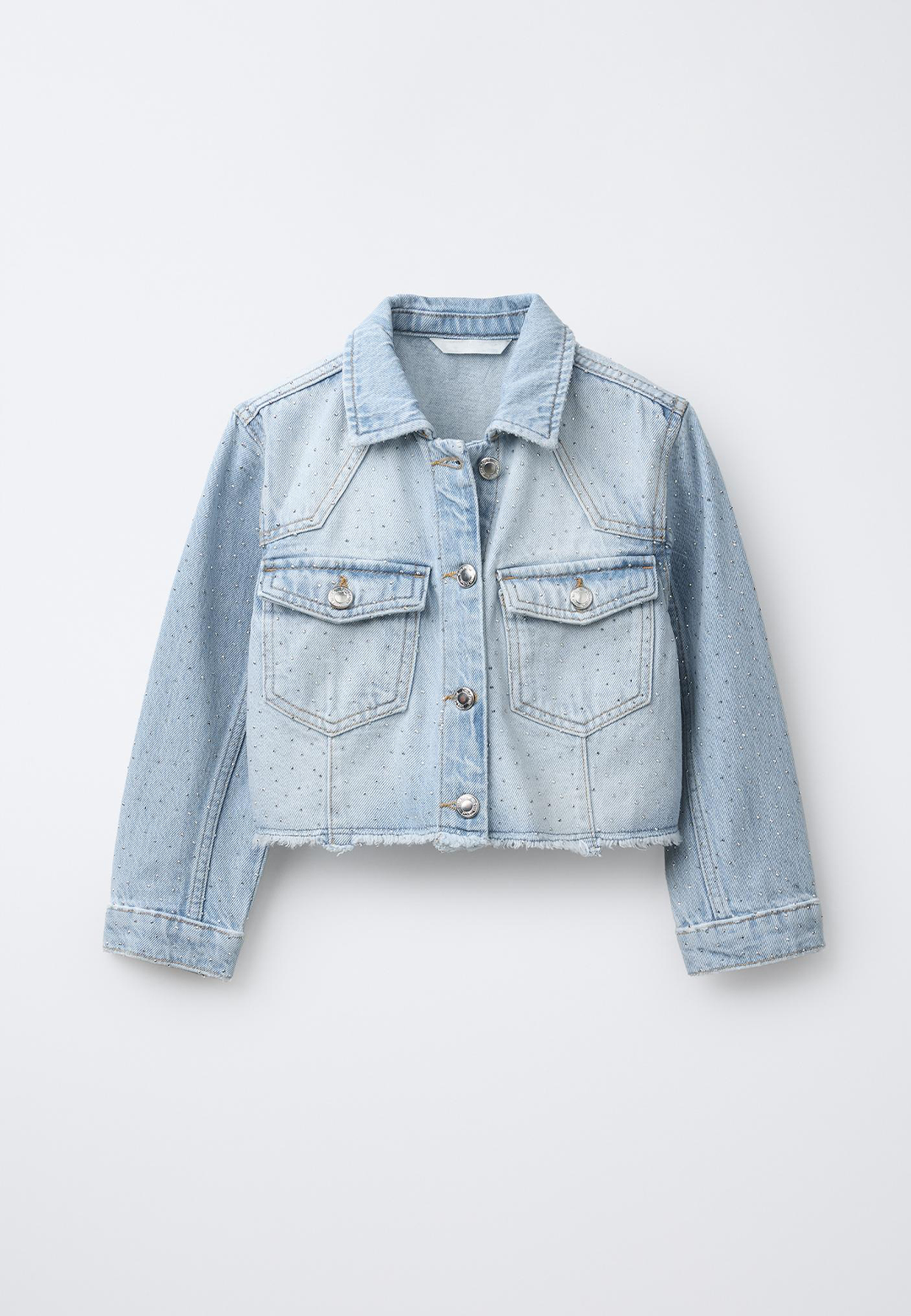 Shiny Studs Denim Jacket – Faded Light Blue