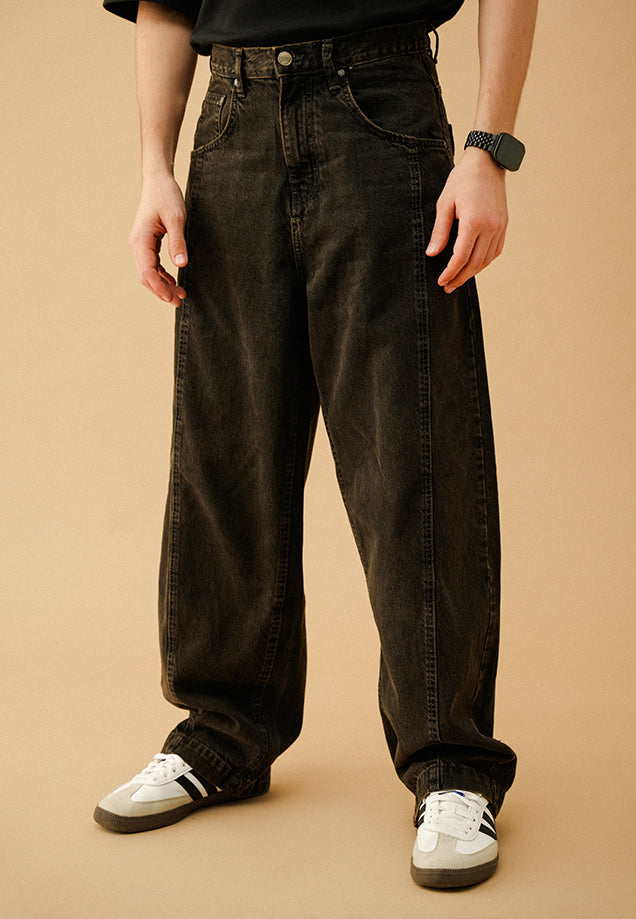 Barrel Fit Jeans - Black Stone Wash