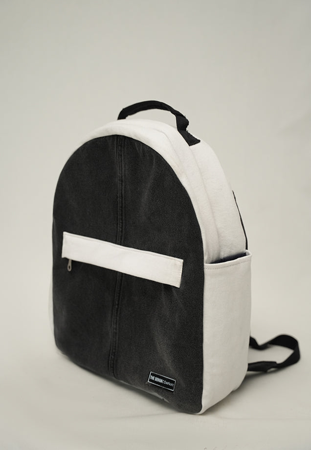 Double Zip Backpack - Black & White