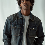 Denim Over Shirt With Flap Pockets - Dark Blue