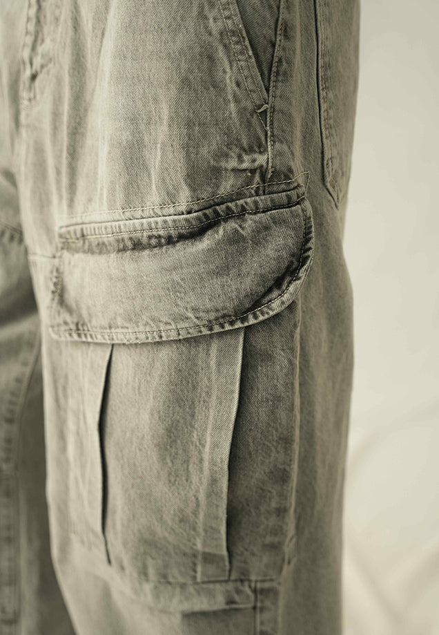 Loose Fit Baggy Cargo Trouser - Grey