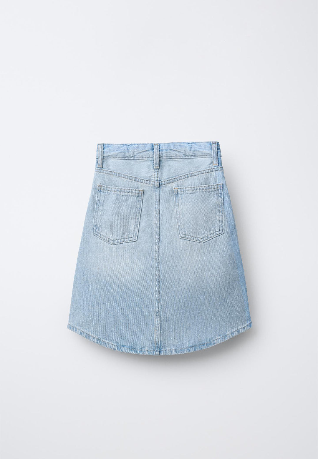 CASUAL HIGHWIAST BUTTON FRONT DENIM SKIRT - LIGHT BLUE