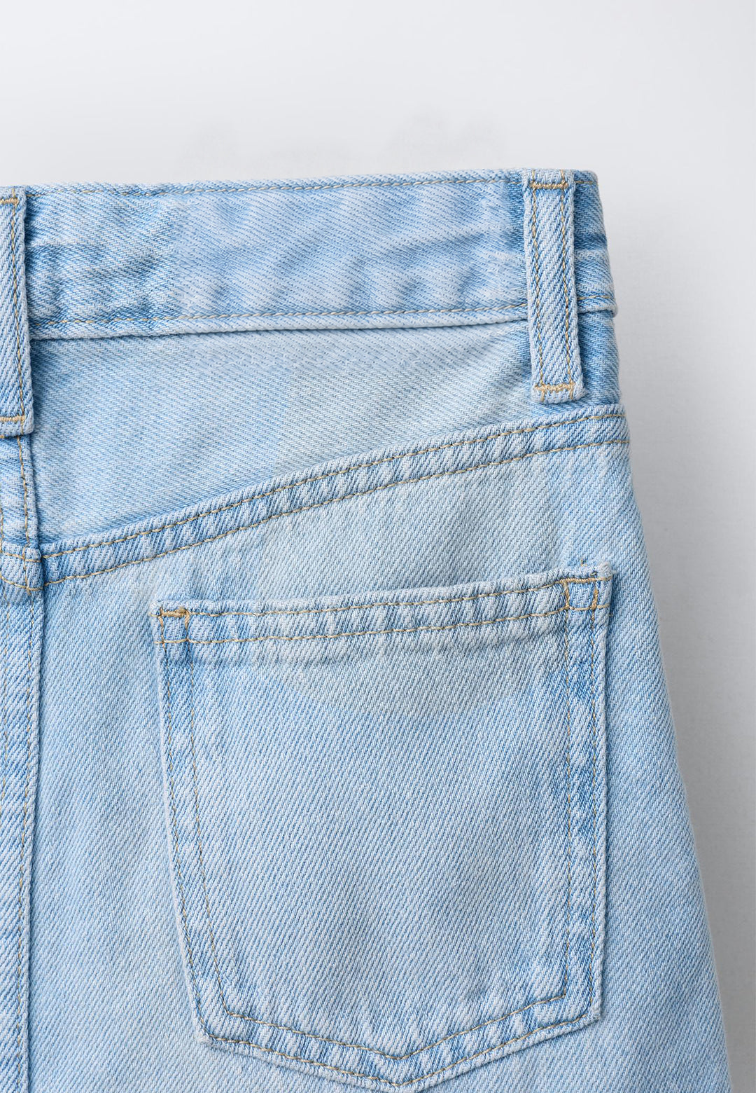 CASUAL HIGHWIAST BUTTON FRONT DENIM SKIRT - LIGHT BLUE