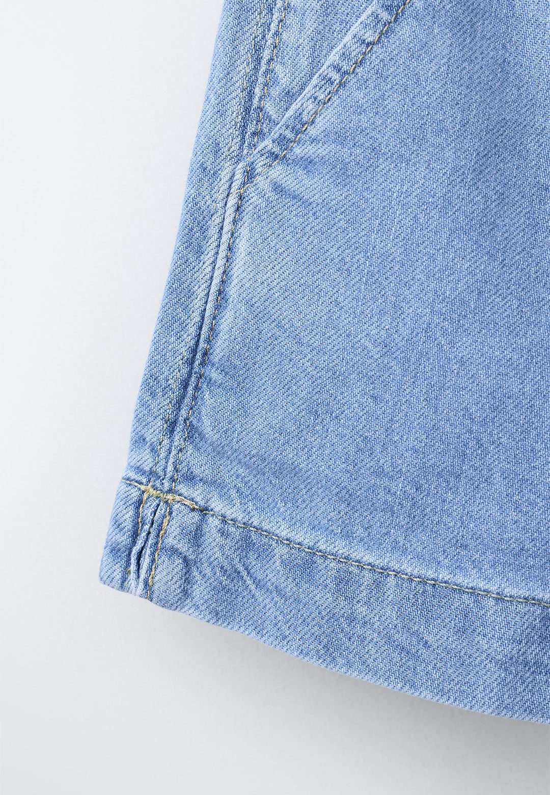 CASUAL DRAWSTRING SOFT DENIM SHORT - BLUE