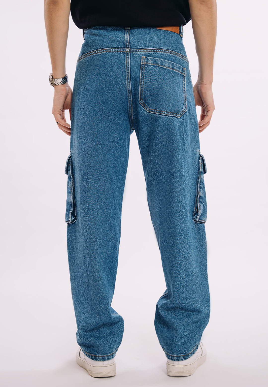 Utility Pocket Jeans - Mid Blue Wash