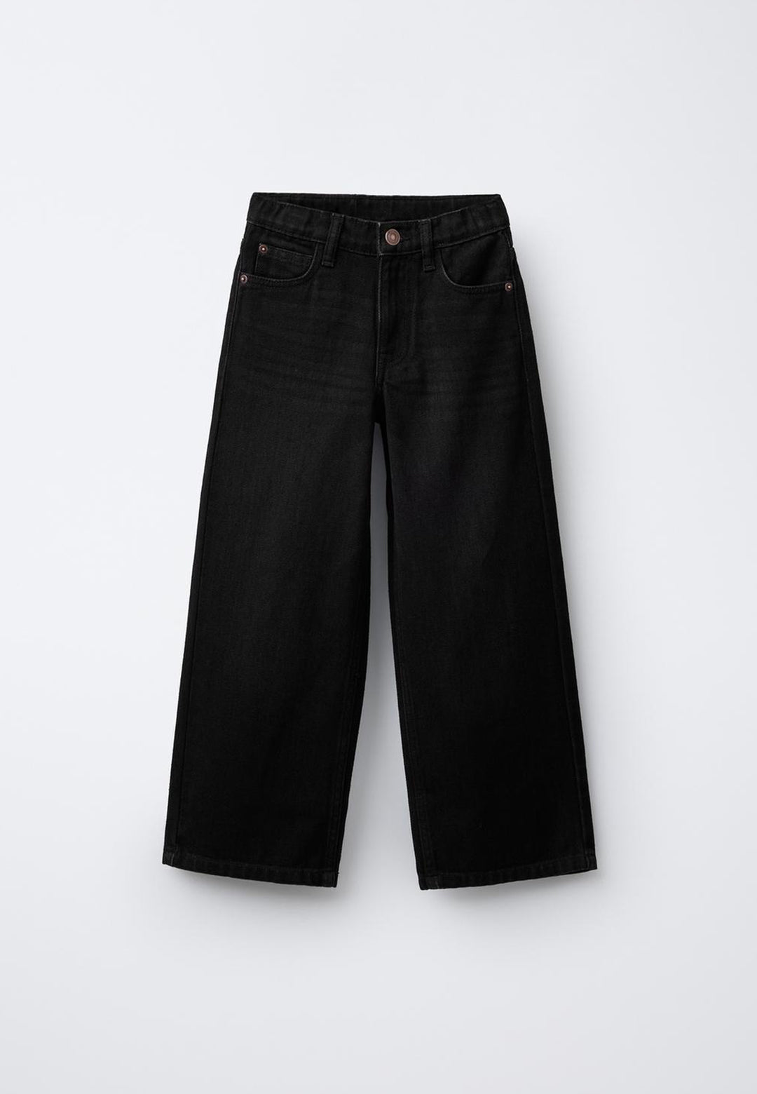 WIDE LEG DENIM JEANS - BLACK