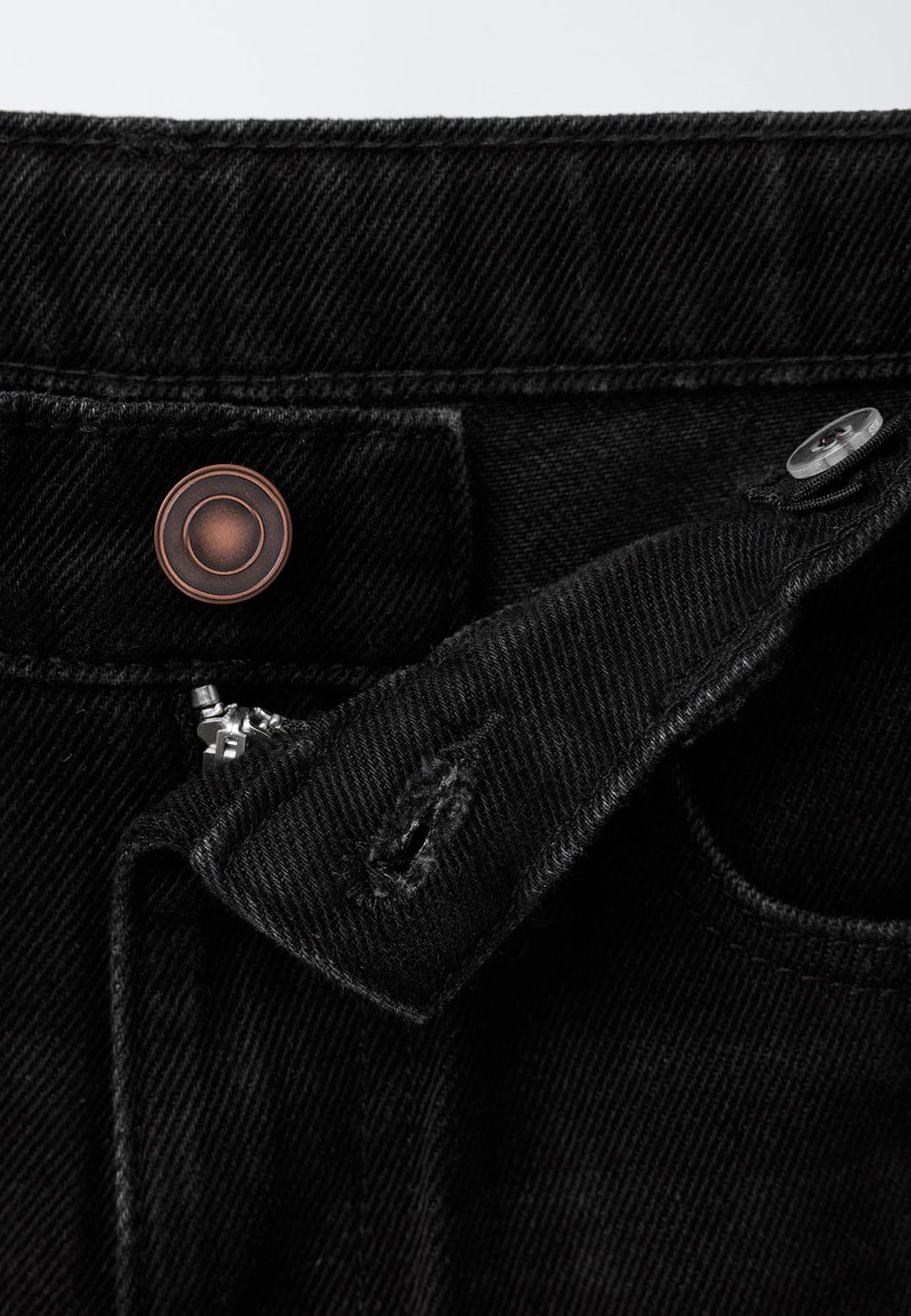WIDE LEG DENIM JEANS - BLACK