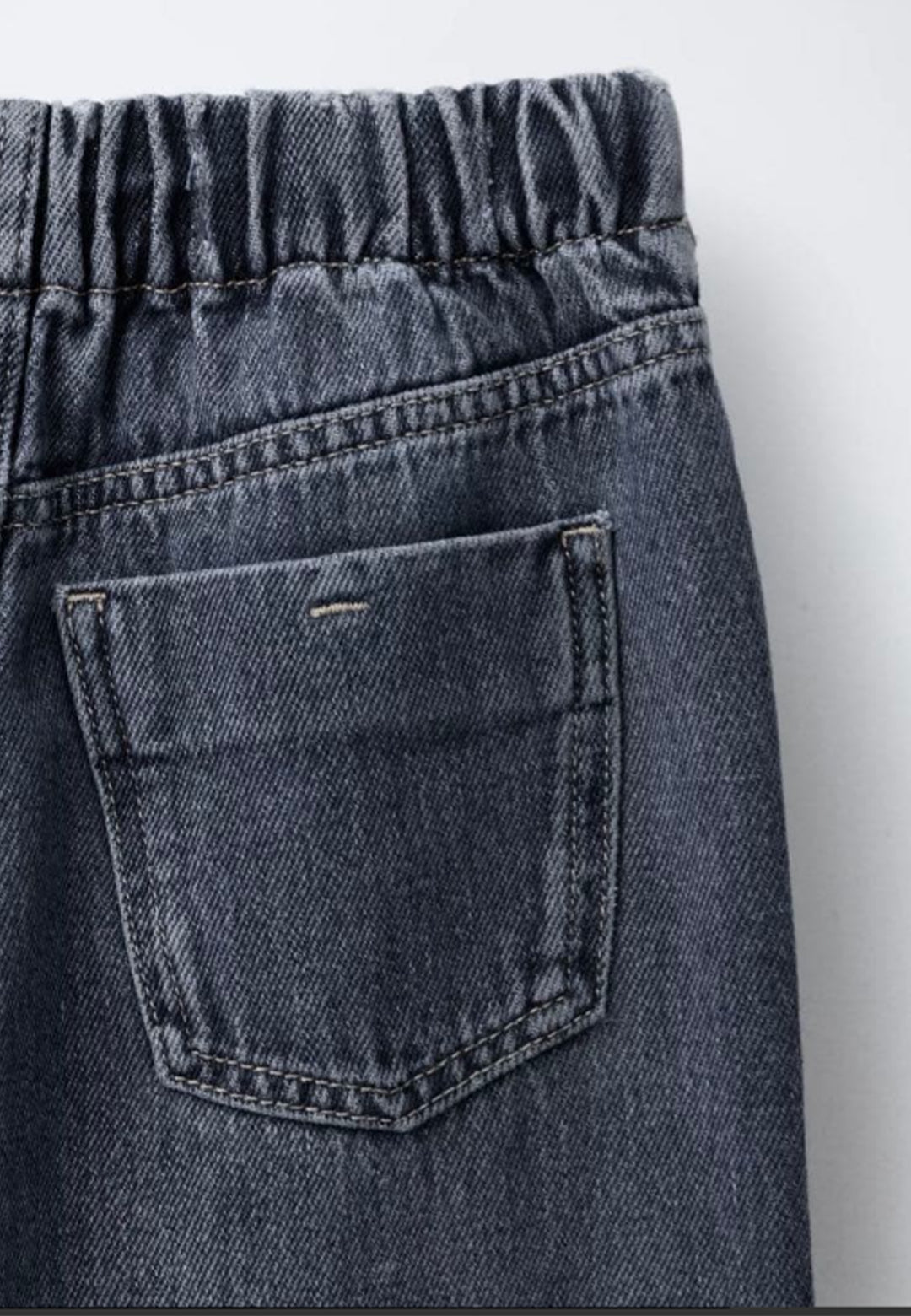WIDE LEG JEANS WITH DRAWSTRING - DIRTY BLUE