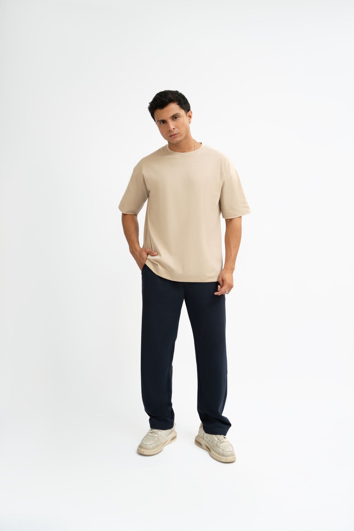 Airy Cotton Oversized T-Shirt - Cream Beige