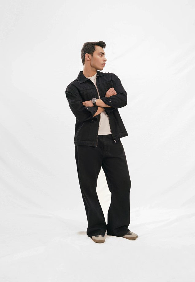 Straight Wide Leg Jeans - Black