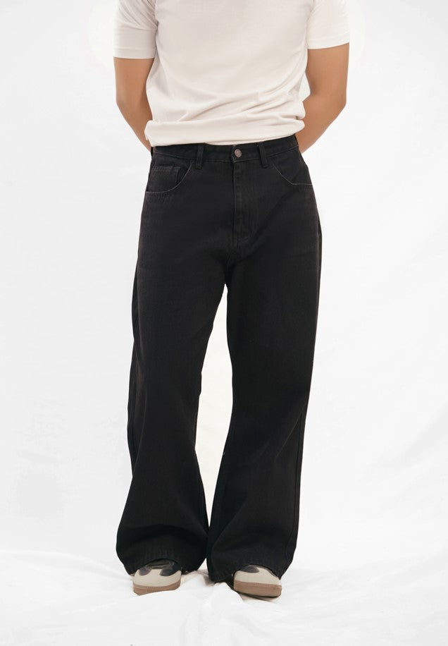 Straight Wide Leg Jeans - Black