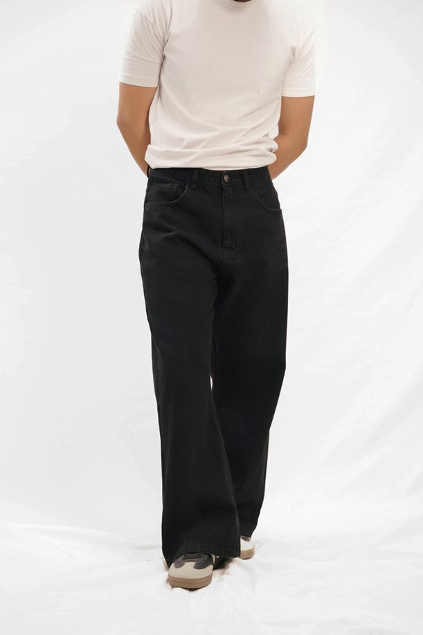 Straight Wide Leg Jeans - Black