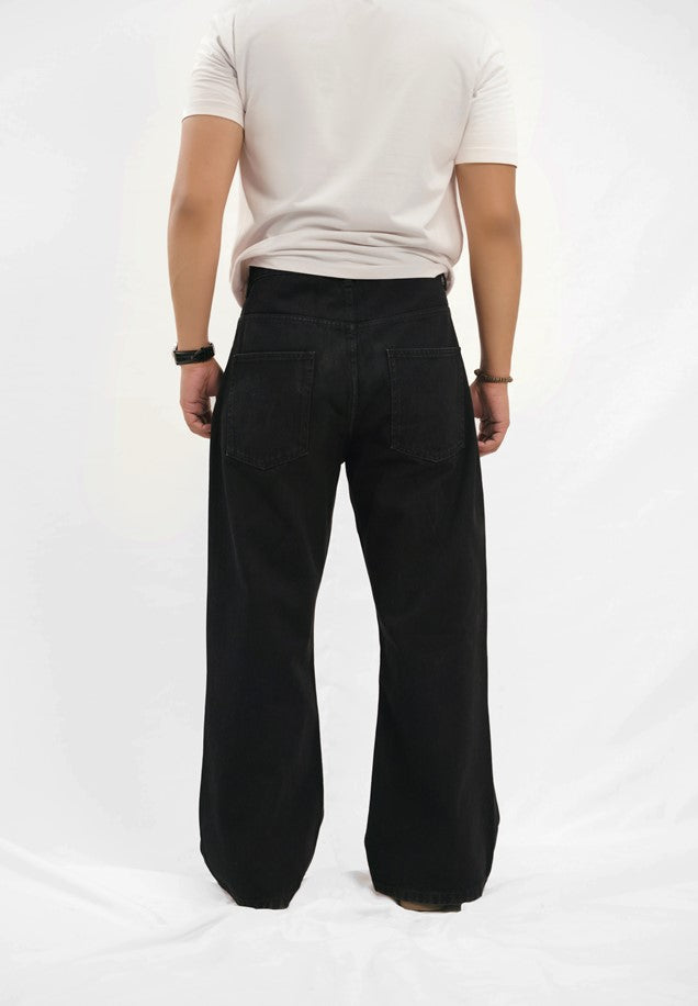 Straight Wide Leg Jeans - Black