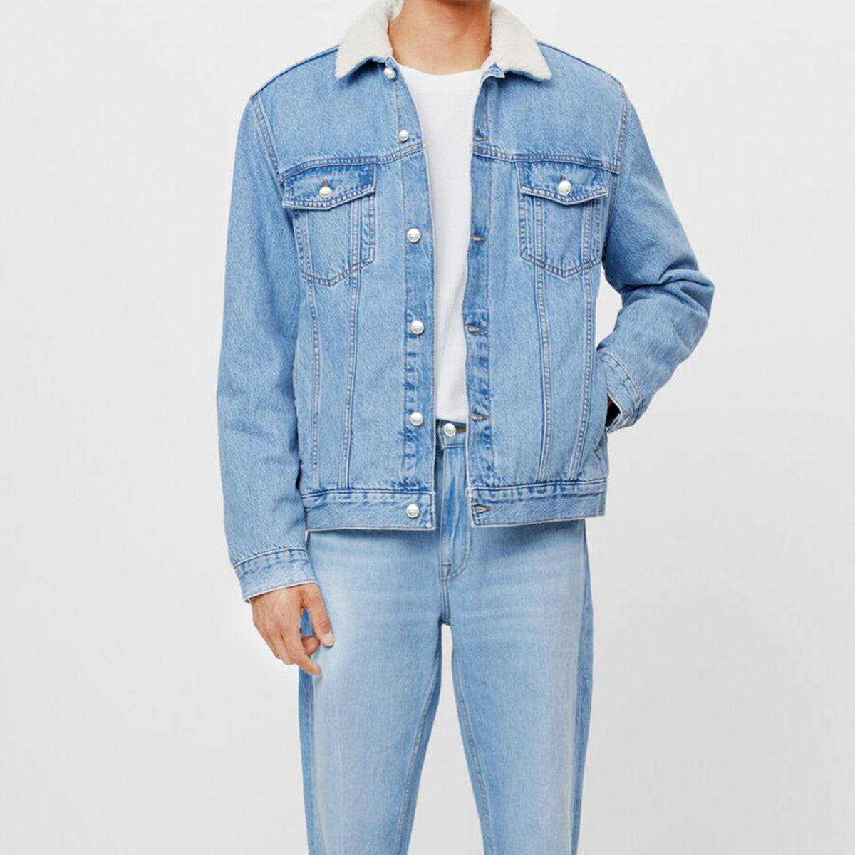 Denim Jacket Light Blue with Sherpa - Main Image