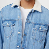 Denim Jacket Light Blue with Sherpa