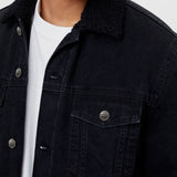 Black Denim Jacket with Black Sherpa
