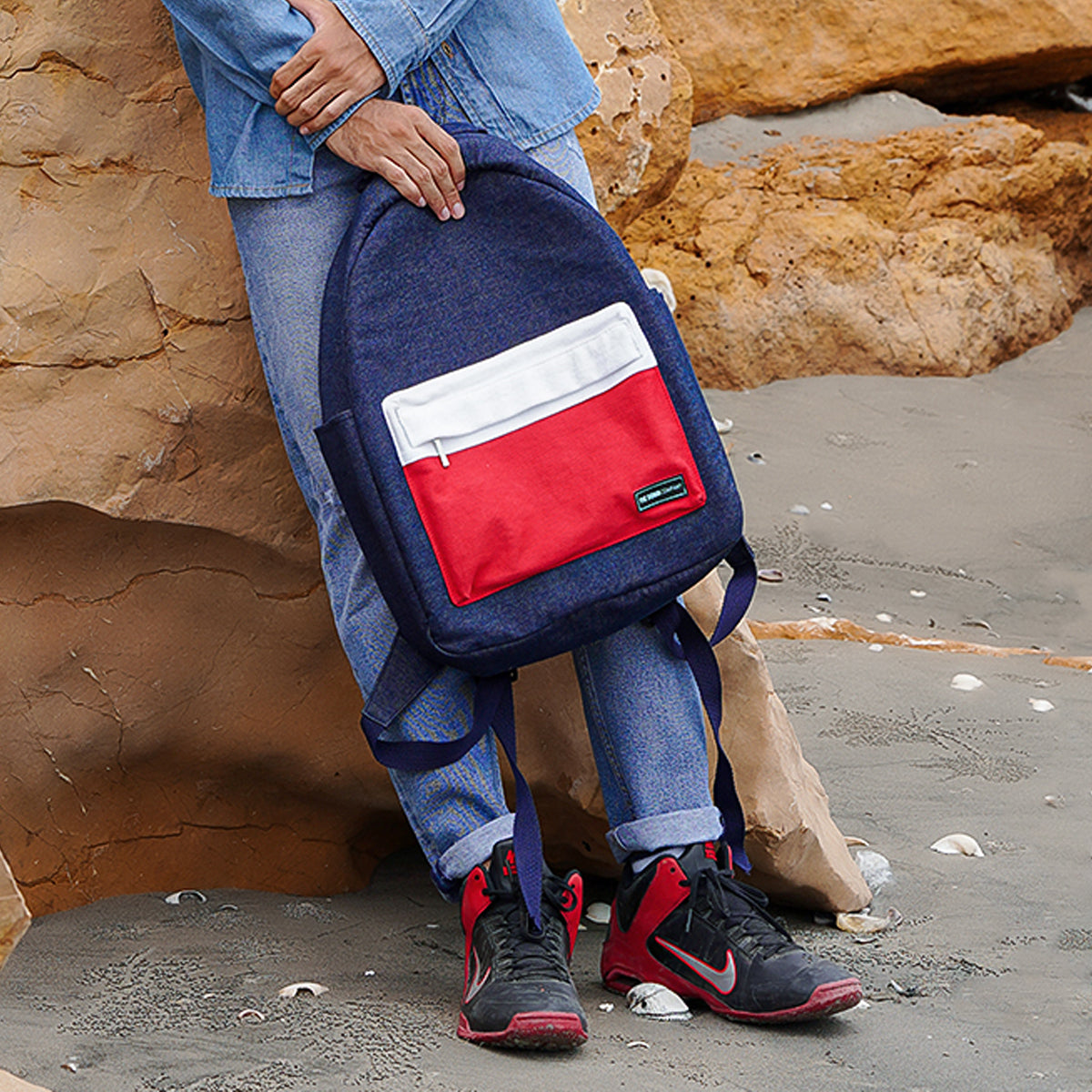 Bag Pack 3 Tone Double Zipper