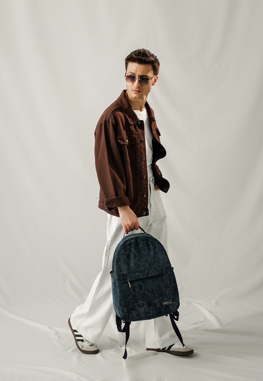 Denim Distressed Print Bagpack  - Denim Blue