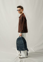 Denim Distressed Print Bagpack  - Denim Blue
