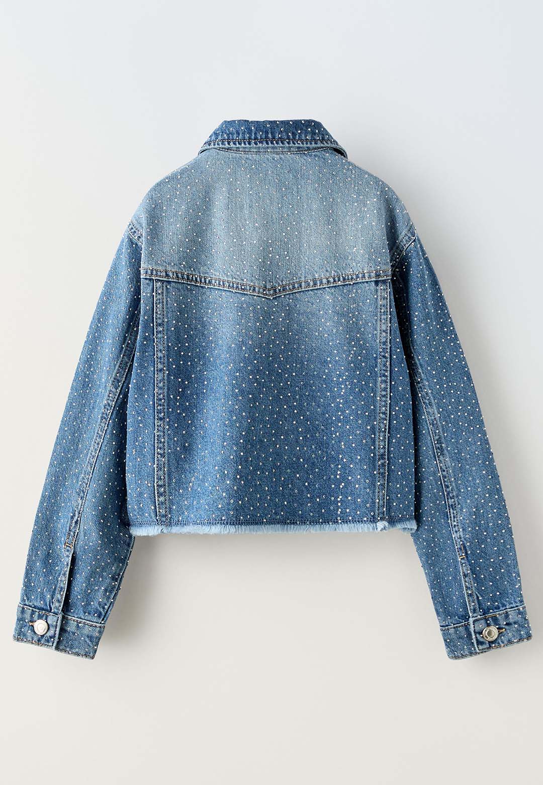 DENIM JACKET WITH RHINESTONE - MID BLUE