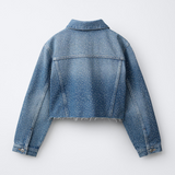 Shiny Studs Denim Jacket – Faded Mid Blue