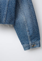 Shiny Studs Denim Jacket – Mid Blue