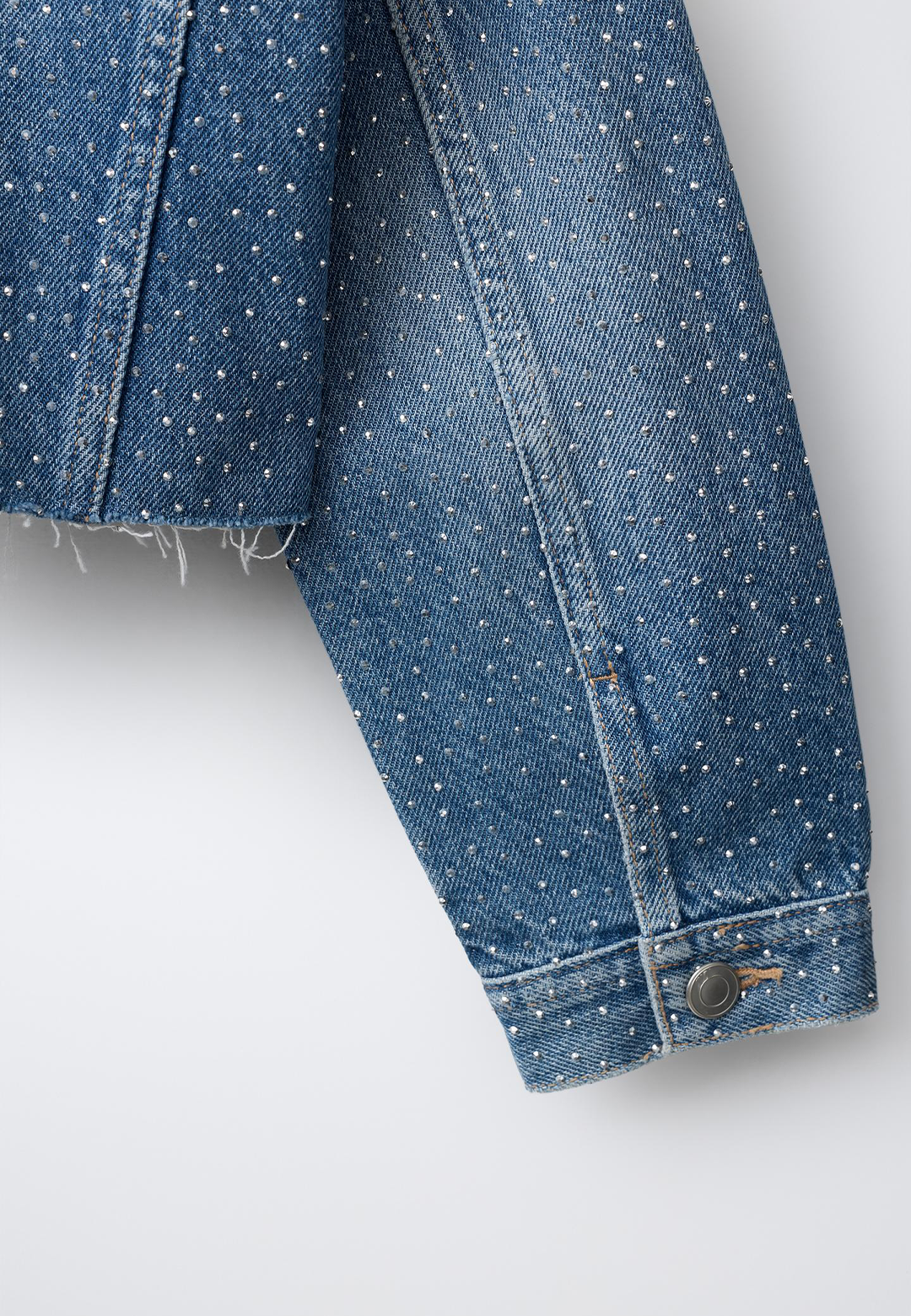 Shiny Studs Denim Jacket – Mid Blue