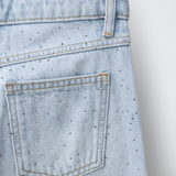 Shiny Studs Denim Jeans – Faded Light Blue