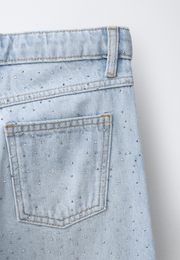 Shiny Studs Denim Jeans – Faded Light Blue