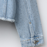Shiny Studs Denim Jacket – Faded Light Blue