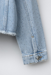 Shiny Studs Denim Jacket – Faded Light Blue
