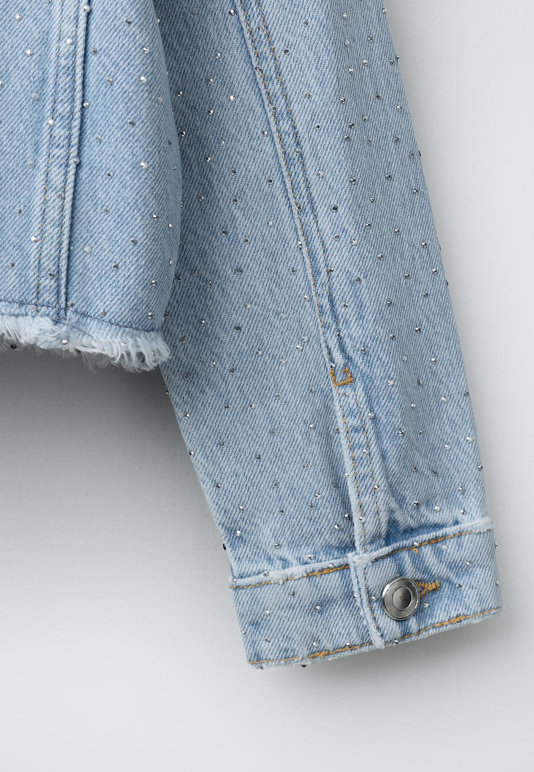 Shiny Studs Denim Jacket – Faded Light Blue