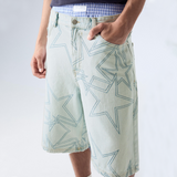 Star Embroidery Baggy Bermuda Shorts